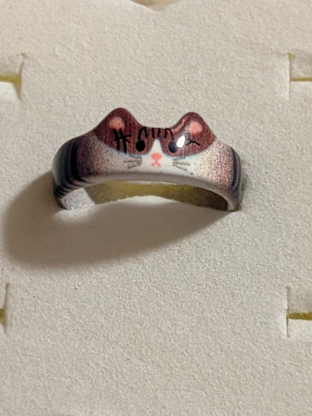 Anthropologie Quirky Winking Cat Band Statement Ring